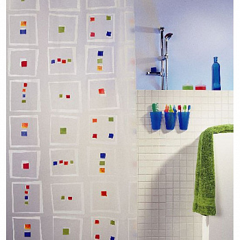 Пластиковая шторка для ванной Spirella Peva Linus, 180х200 см, полиэтилен, разноцветная