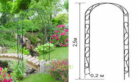 Арка под вьющиеся растения металлическая узкая /0111004